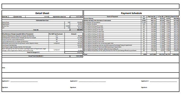 Raunak Maximum City Thane Costing Plan